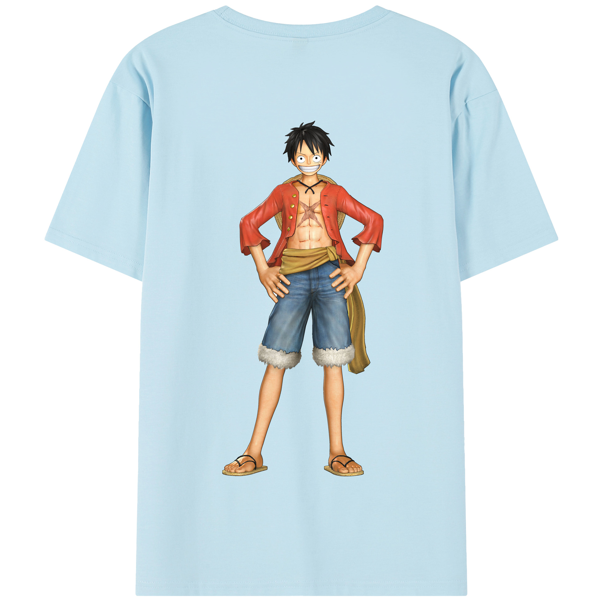 ワンピース モンキー・D・ルフィ ONE PIECE Monkey D. Luffy 綿100％半袖Tシャツ（背面プリント）